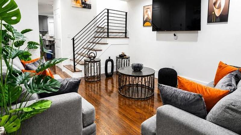 Living room of our 4-bedroom apartment in Dorchester, Boston